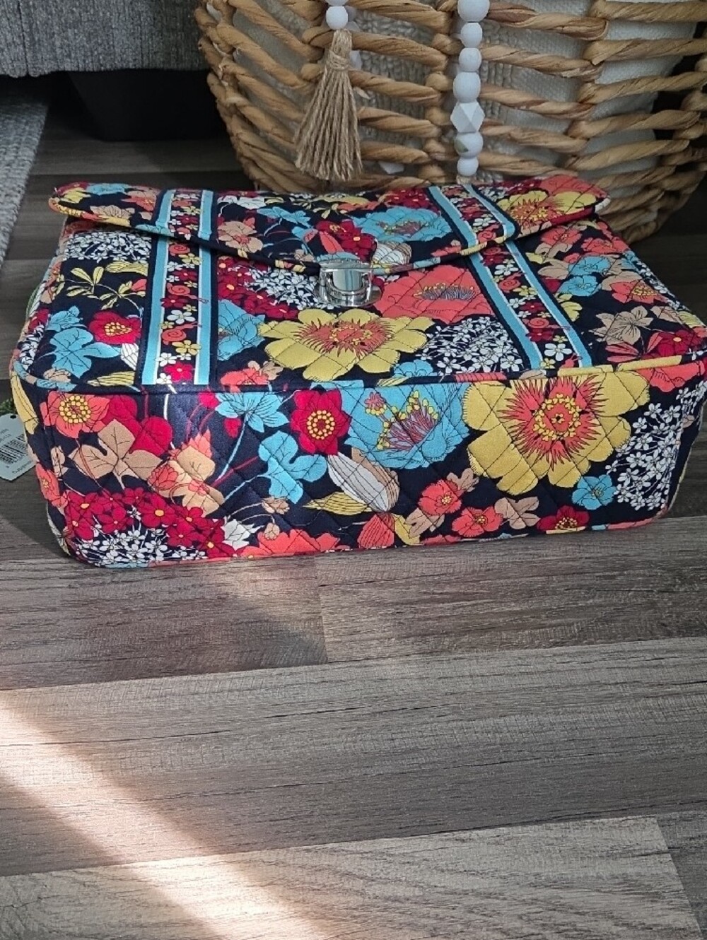 Vera Bradley Happy Snails Quilted Laptop Satchel with Bright Floral Print NWT - Picture 6 of 17